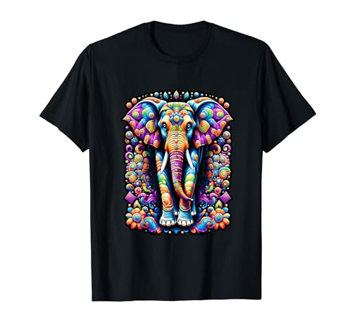 Psychedelic Elephant Abstract Art T-Shirt