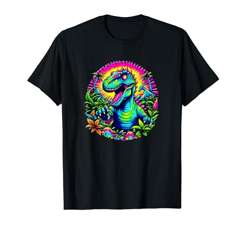 Psychedelic Vibrant Retro Dinosaur T-Shirt