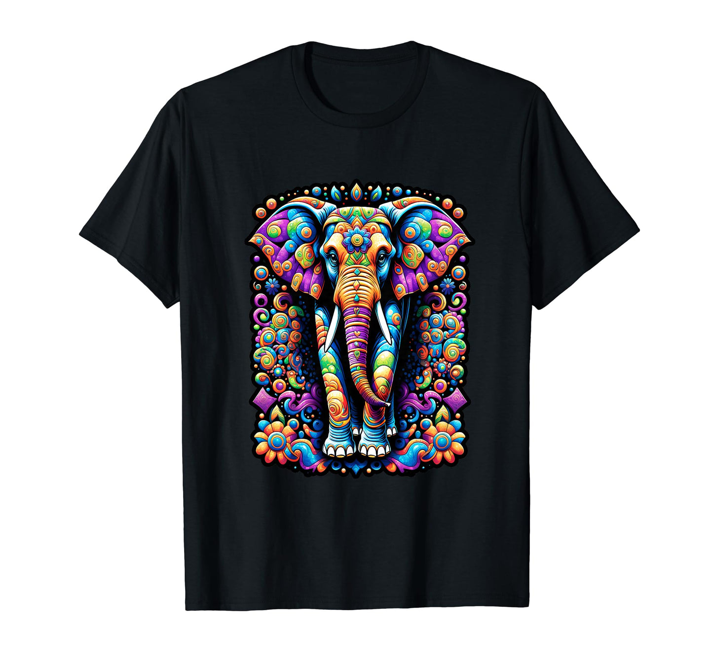 Psychedelic Elephant Abstract Art T-Shirt