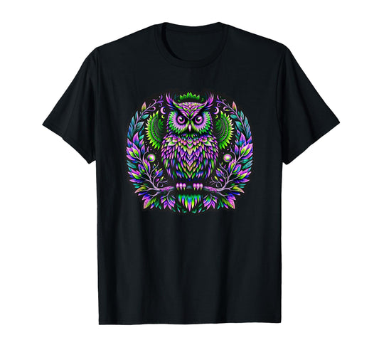 Psychedelic Owl - Midnight Indigo T-Shirt
