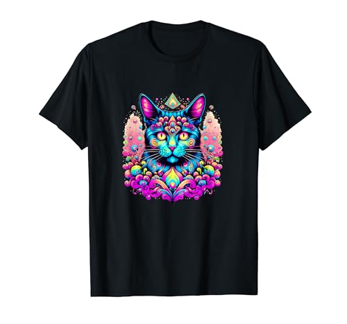 Psychedelic Cat - Feline Teal T-Shirt